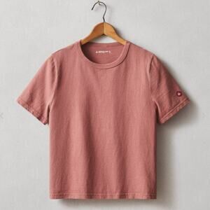 American Giant Women's Vintage Crew Tee Washed Red Terra Made in USA - Small